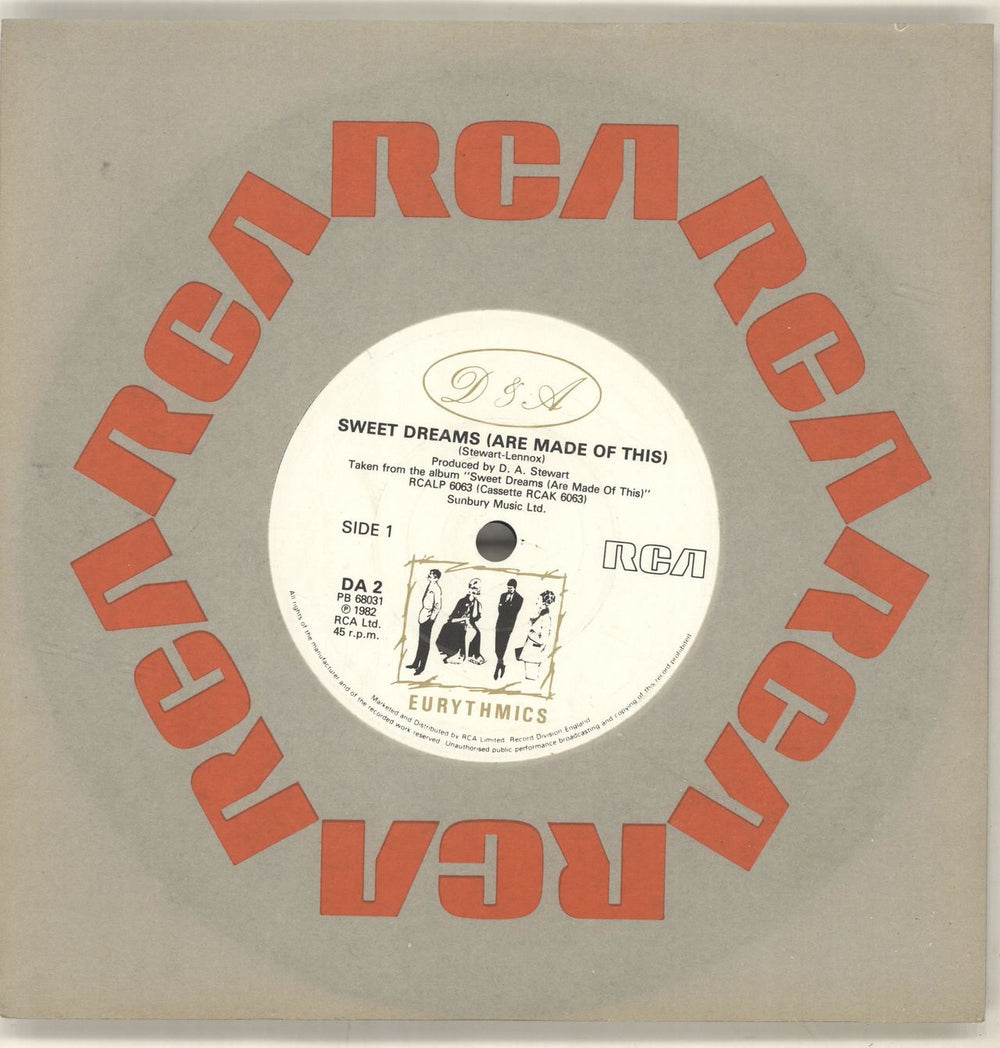 Eurythmics Sweet Dreams (Are Made Of This) - solid UK 7" vinyl single (7 inch record / 45) DA2