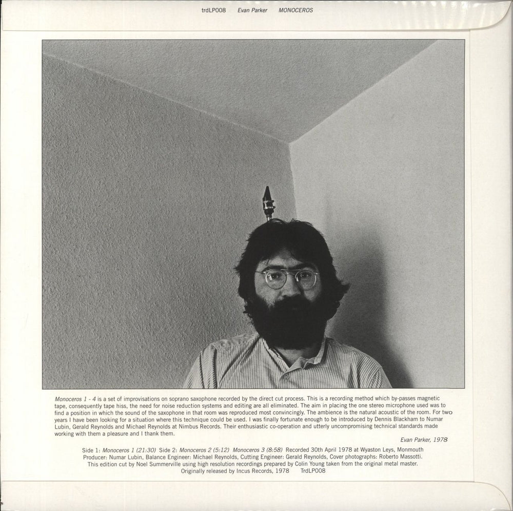 Evan Parker Monoceros UK vinyl LP album (LP record)