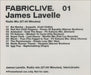 Fabric 01: James Lavelle - Radio Mix UK Promo CD album (CDLP) FABRIC2RADIO