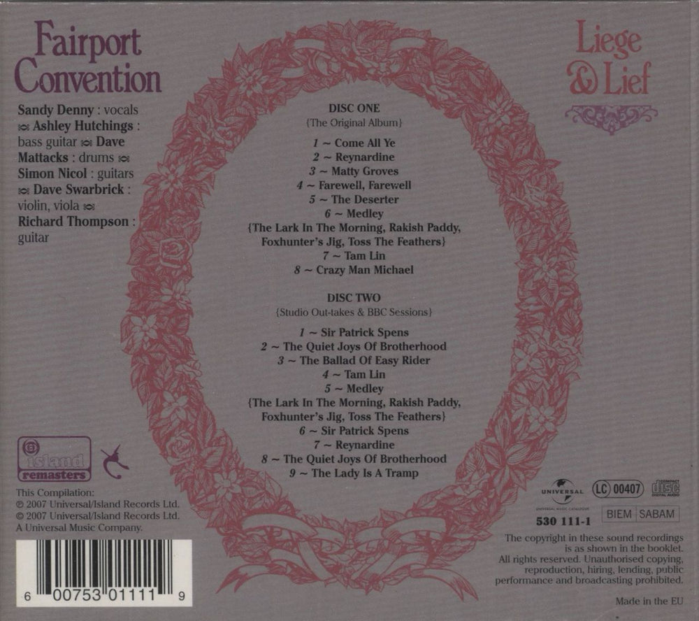 Fairport Convention Liege And Lief - Deluxe Edition UK 2 CD album set (Double CD) 600753011119