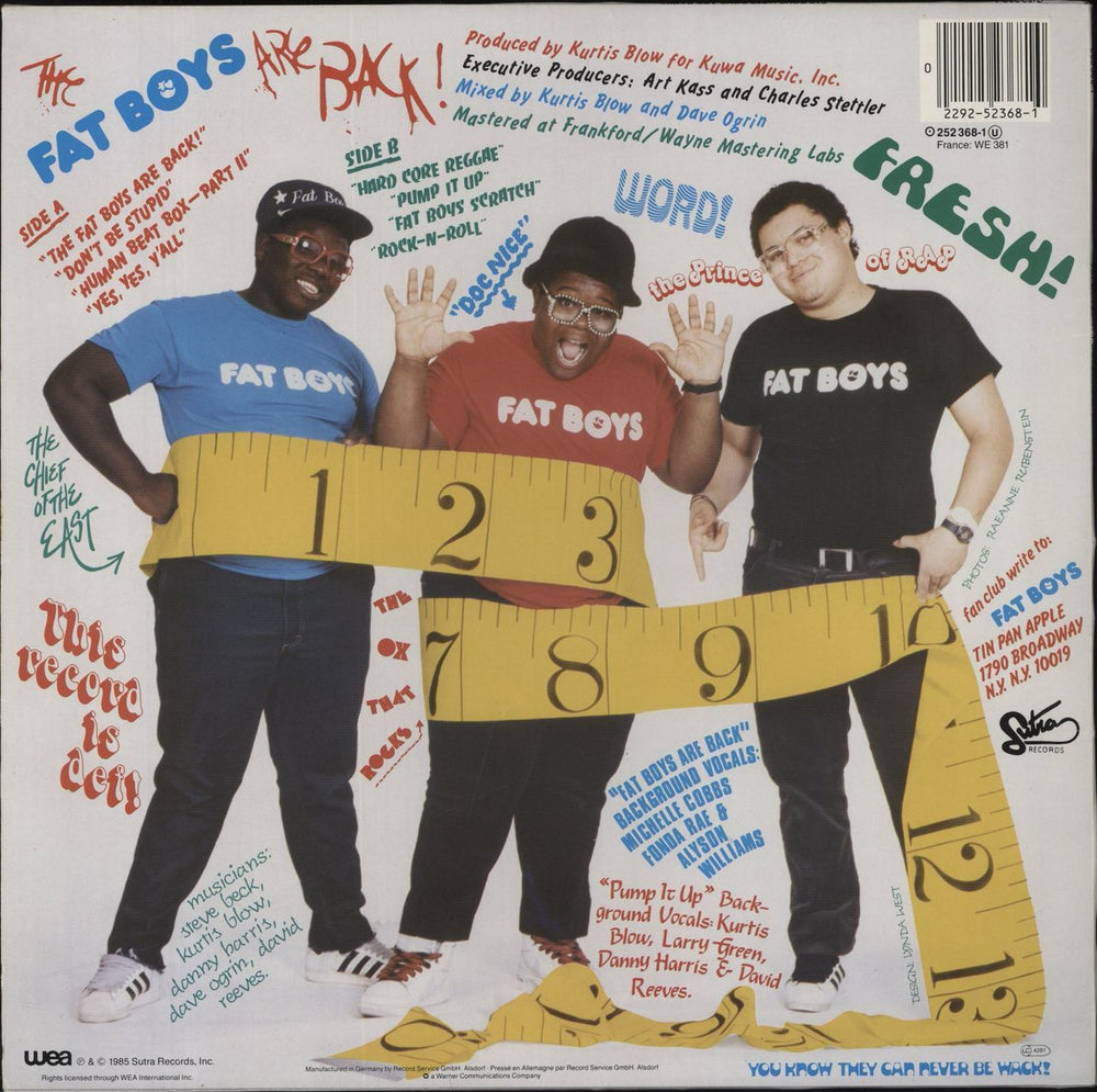 Fat Boys The Fat Boys Are Back German vinyl LP album (LP record) 2292523681