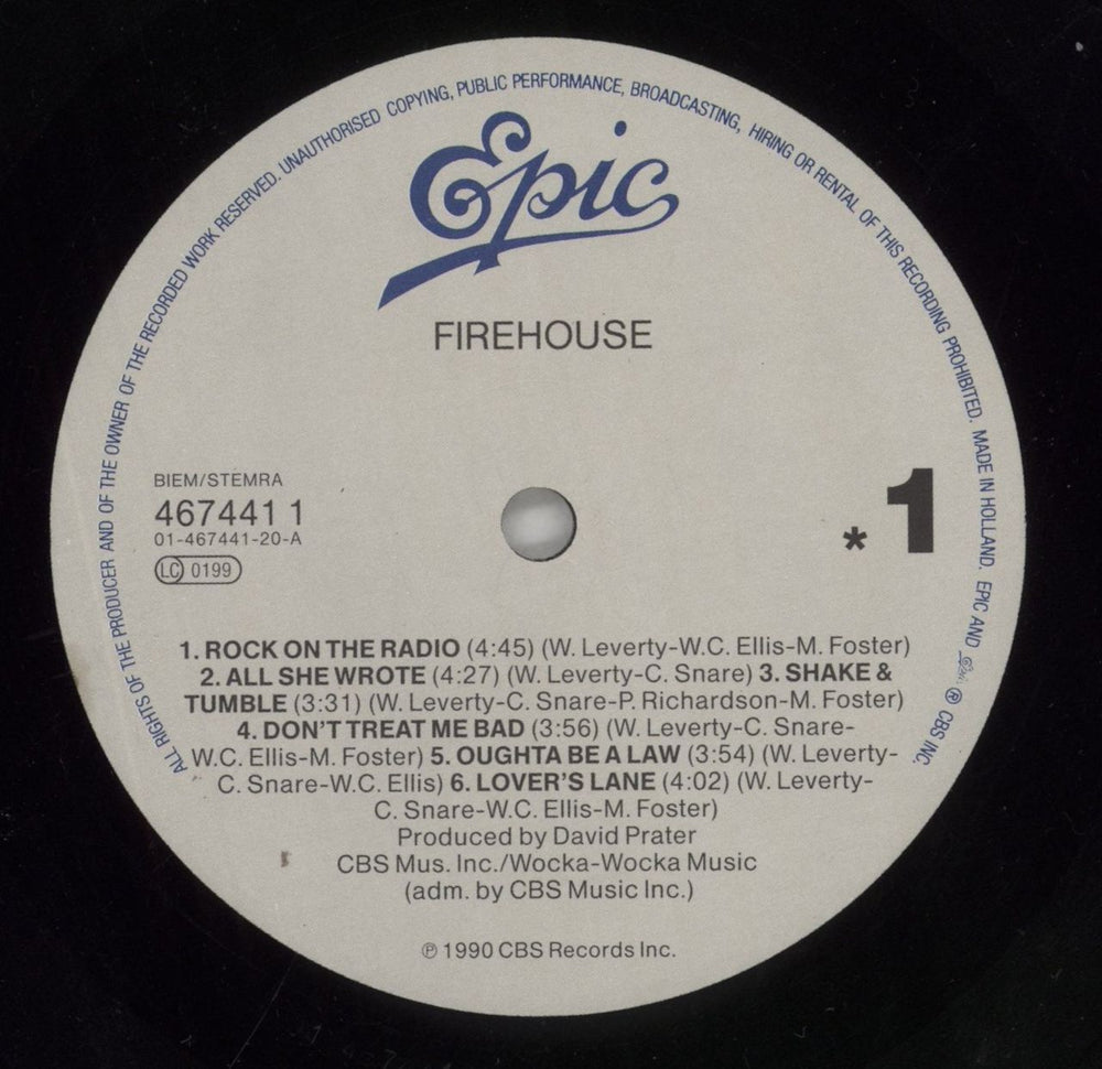 Firehouse Firehouse Dutch vinyl LP album (LP record) FHSLPFI857798