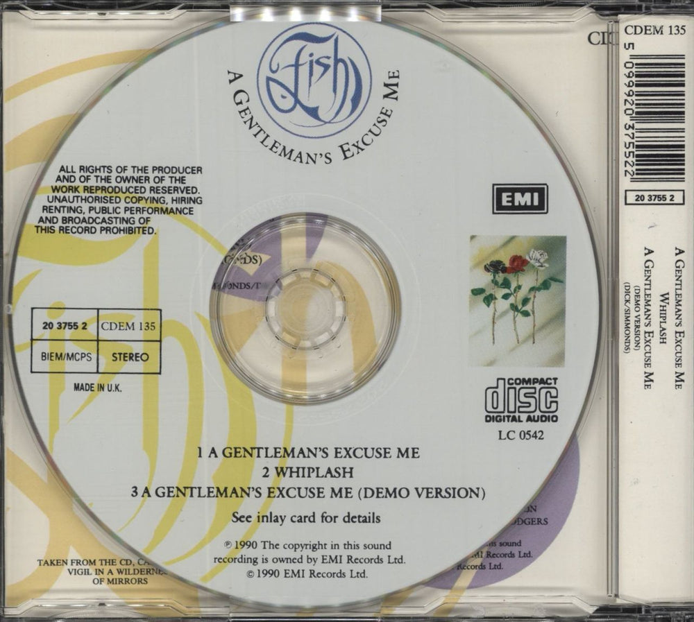 Fish A Gentleman's Excuse Me - Autographed UK CD single (CD5 / 5") 5099920375522