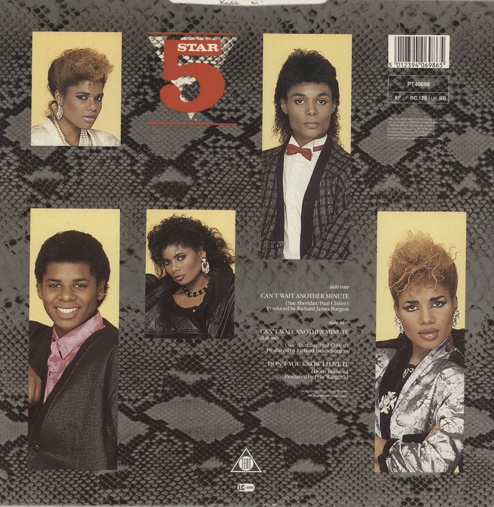 Five Star Can't Wait Another Minute UK 12" vinyl single (12 inch record / Maxi-single) 5012394069865
