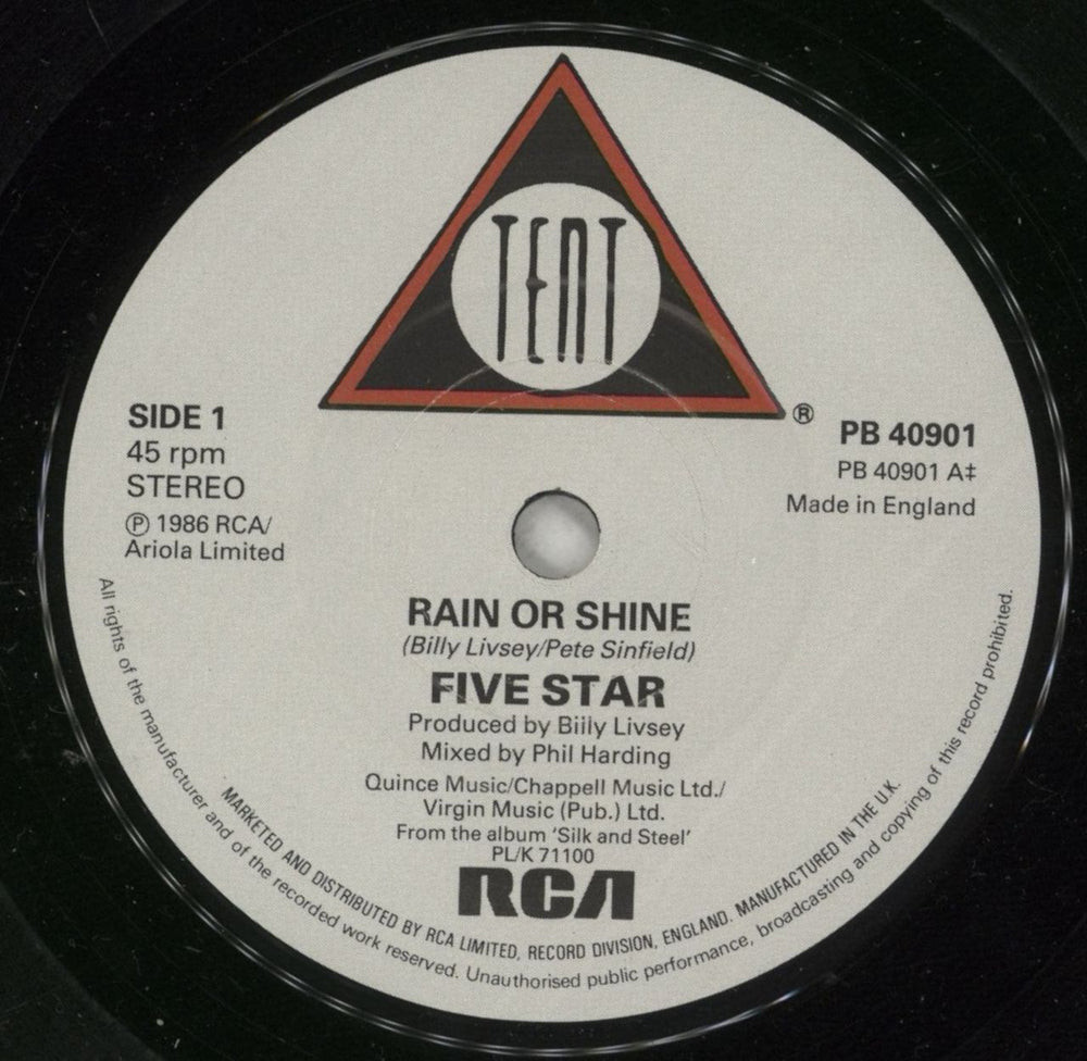 Five Star Rain Or Shine UK 7" vinyl single (7 inch record / 45) FIV07RA225089