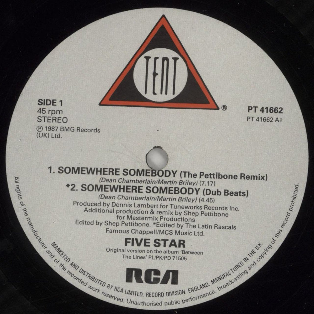 Five Star Somewhere Somebody + Booklet UK 12" vinyl single (12 inch record / Maxi-single) FIV12SO567384