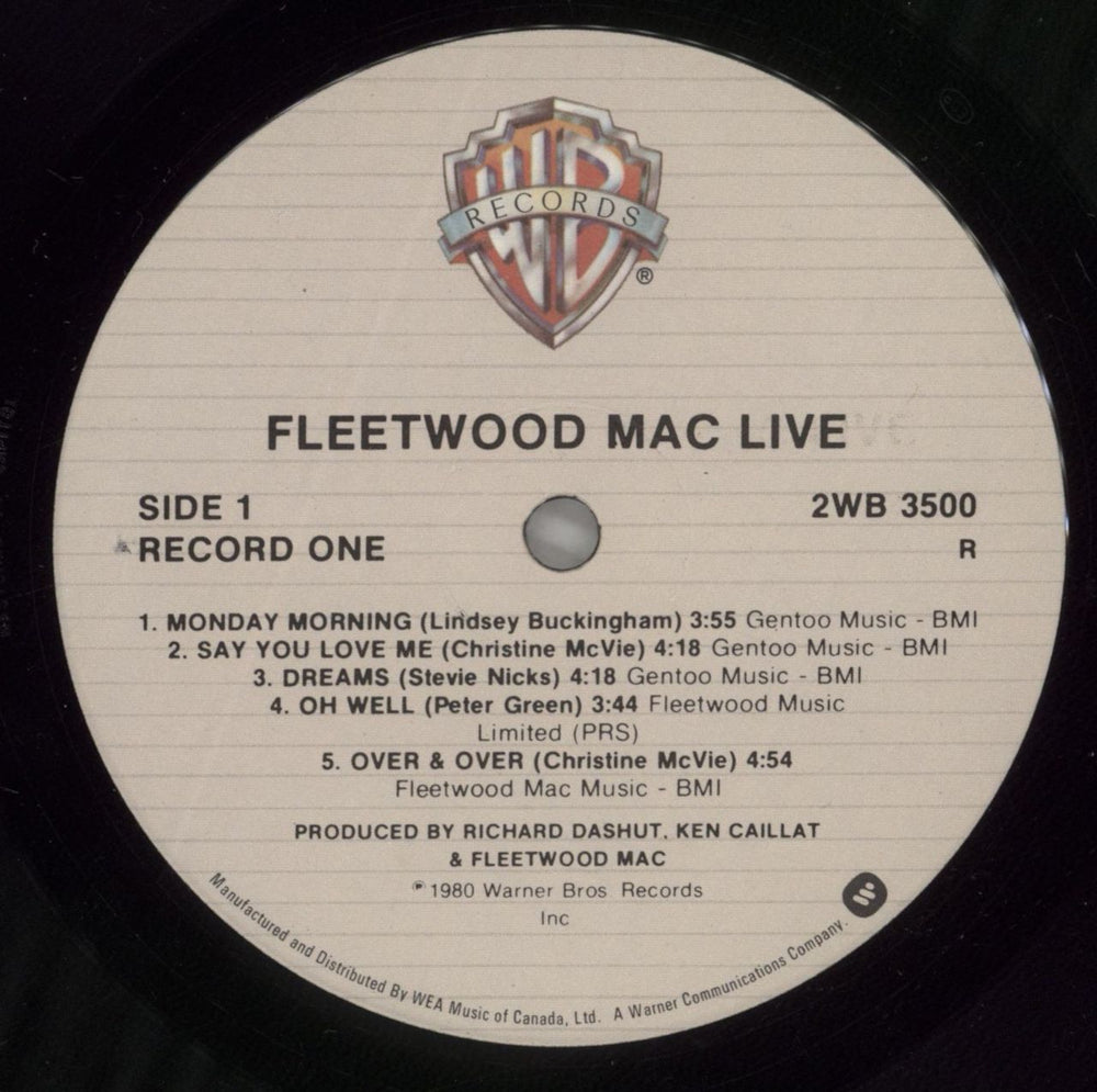 Fleetwood Mac Live Canadian 2-LP vinyl record set (Double LP Album) MAC2LLI879208