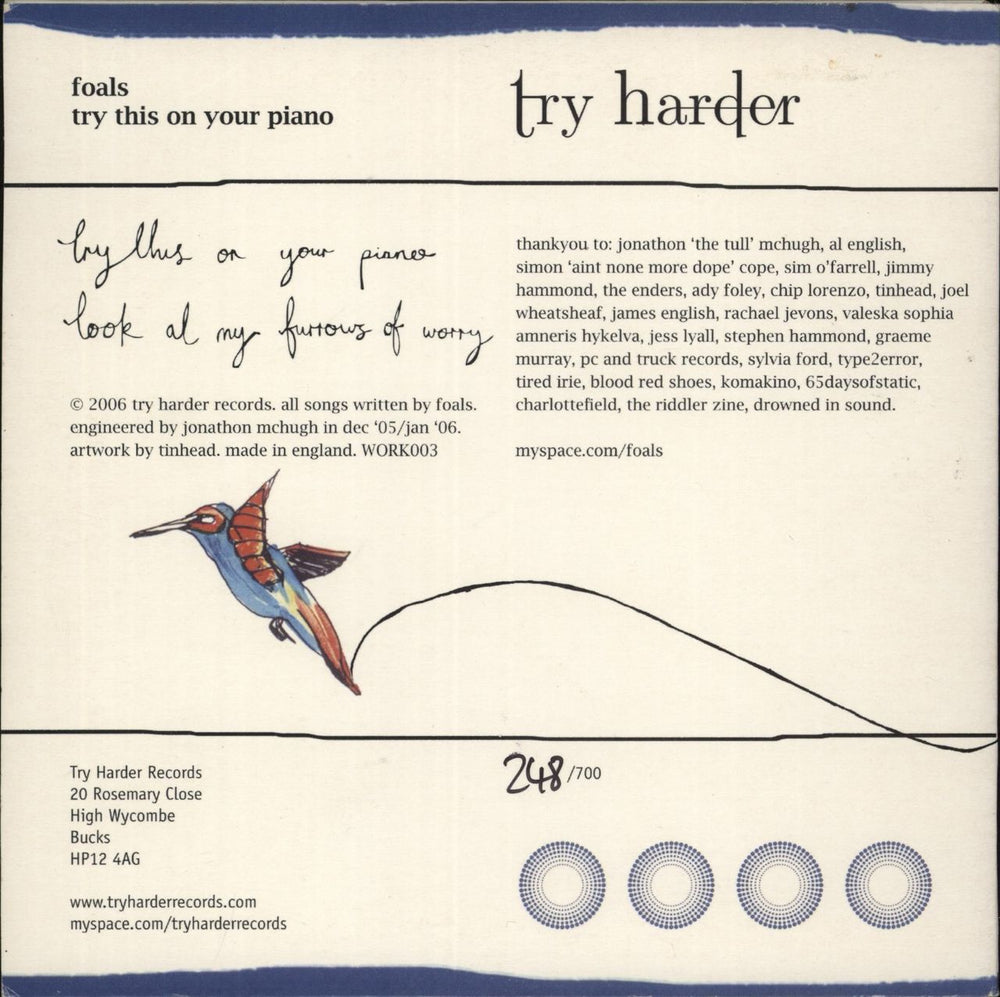 Foals Try This On Your Piano UK 7" vinyl single (7 inch record / 45)