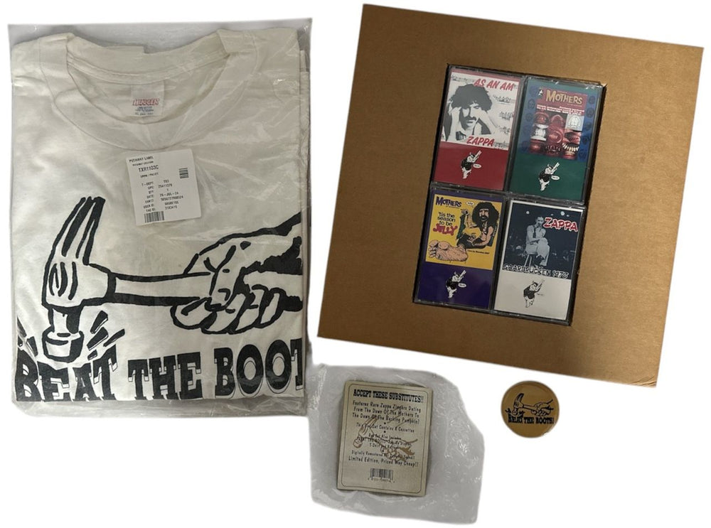 Frank Zappa Beat The Boots - Pop-Up Box + 8 x Cassette Albums, T-Shirt & Badge US Cassette Box