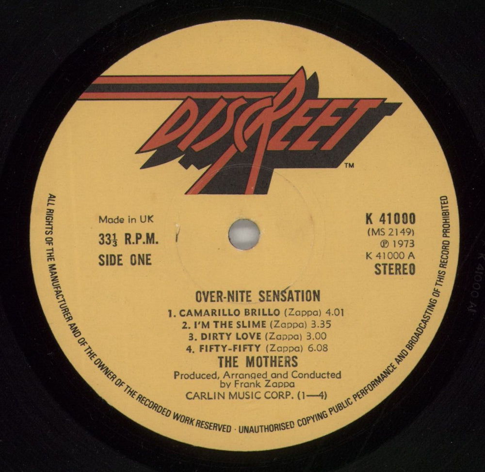 Frank Zappa Over-Nite Sensation - 1st - EX UK vinyl LP album (LP record) ZAPLPOV794185