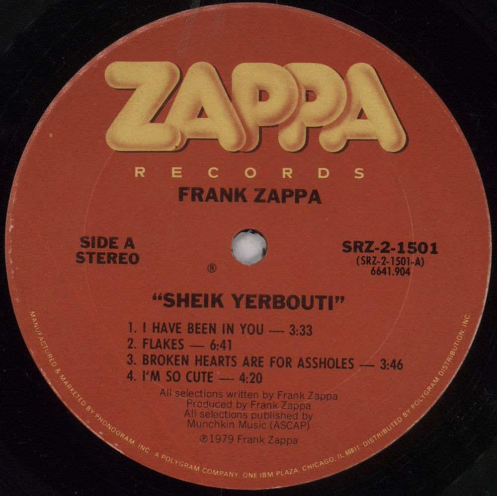 Frank Zappa Sheik Yerbouti - EX US 2-LP vinyl record set (Double LP Album) ZAP2LSH837441