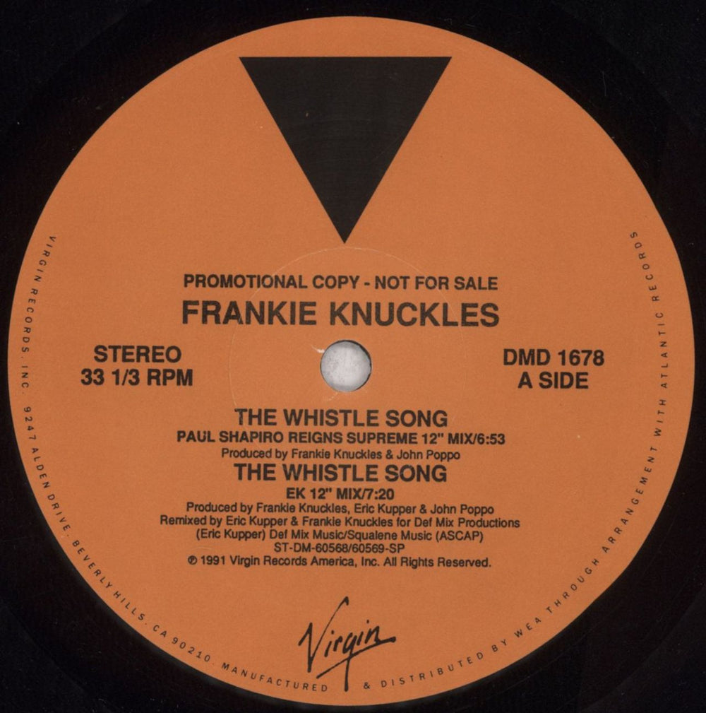 Frankie Knuckles The Whistle Song - Hype Stickered US 12" vinyl single (12 inch record / Maxi-single) FRK12TH844912