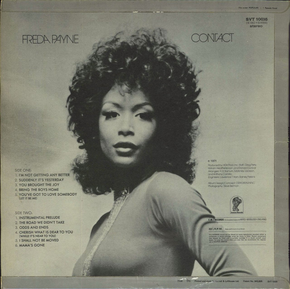 Freda Payne Contact Belgian vinyl LP album (LP record)