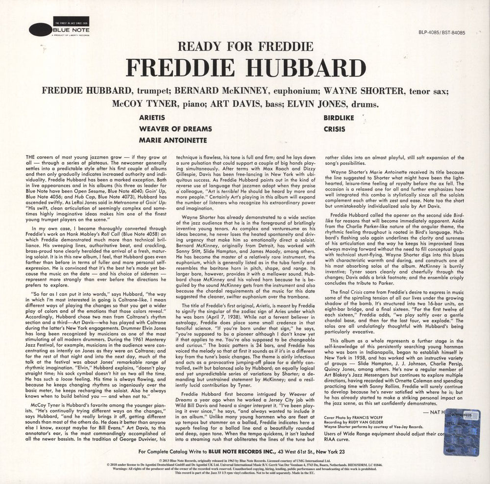 Freddie Hubbard Ready For Freddie - 180gm Vinyl + Booklet UK vinyl LP album (LP record)