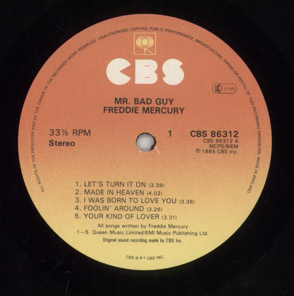 Freddie Mercury Mr Bad Guy - EX UK vinyl LP album (LP record) MERLPMR07785