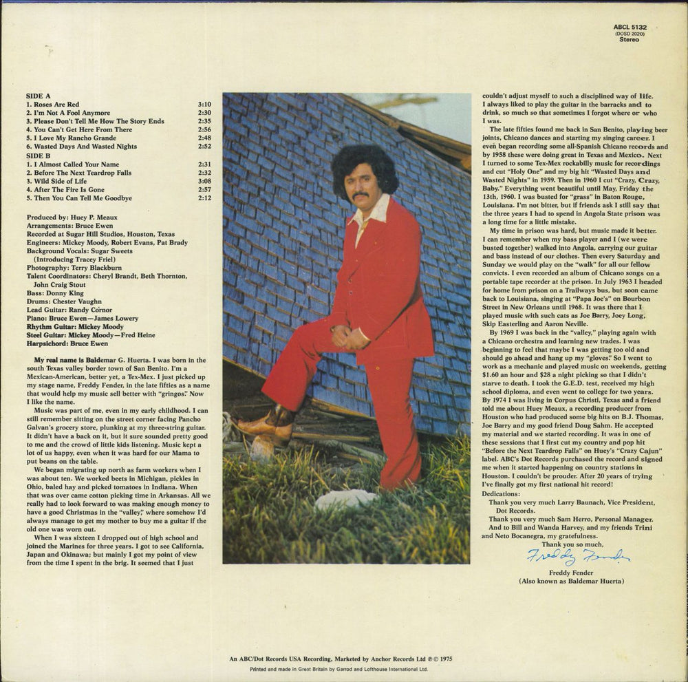 Freddy Fender Before The Next Teardrop Falls UK vinyl LP album (LP record)