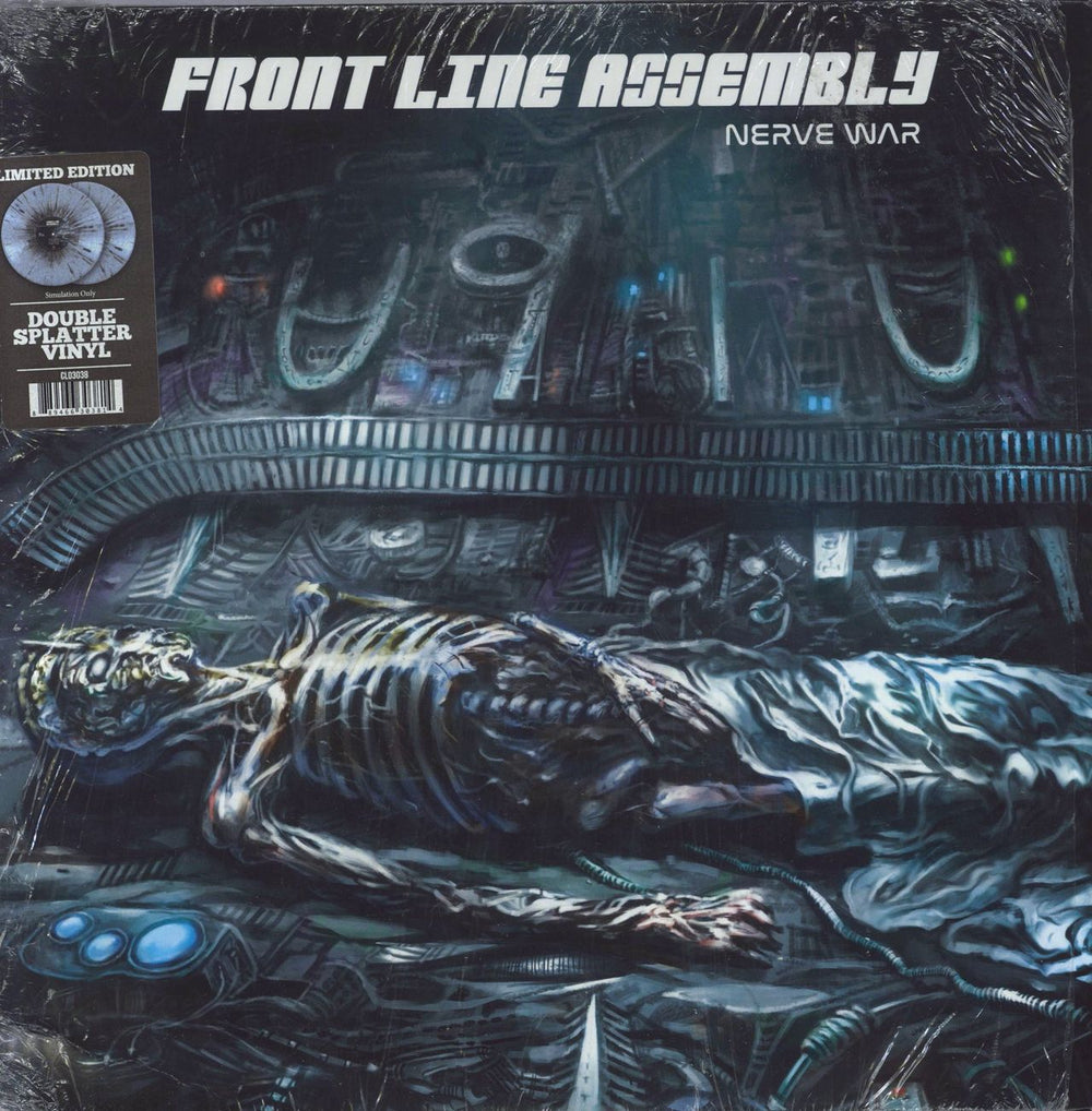 Front Line Assembly Nerve War - Blue & Black Splatter Vinyl US 2-LP vinyl record set (Double LP Album) CLO3038