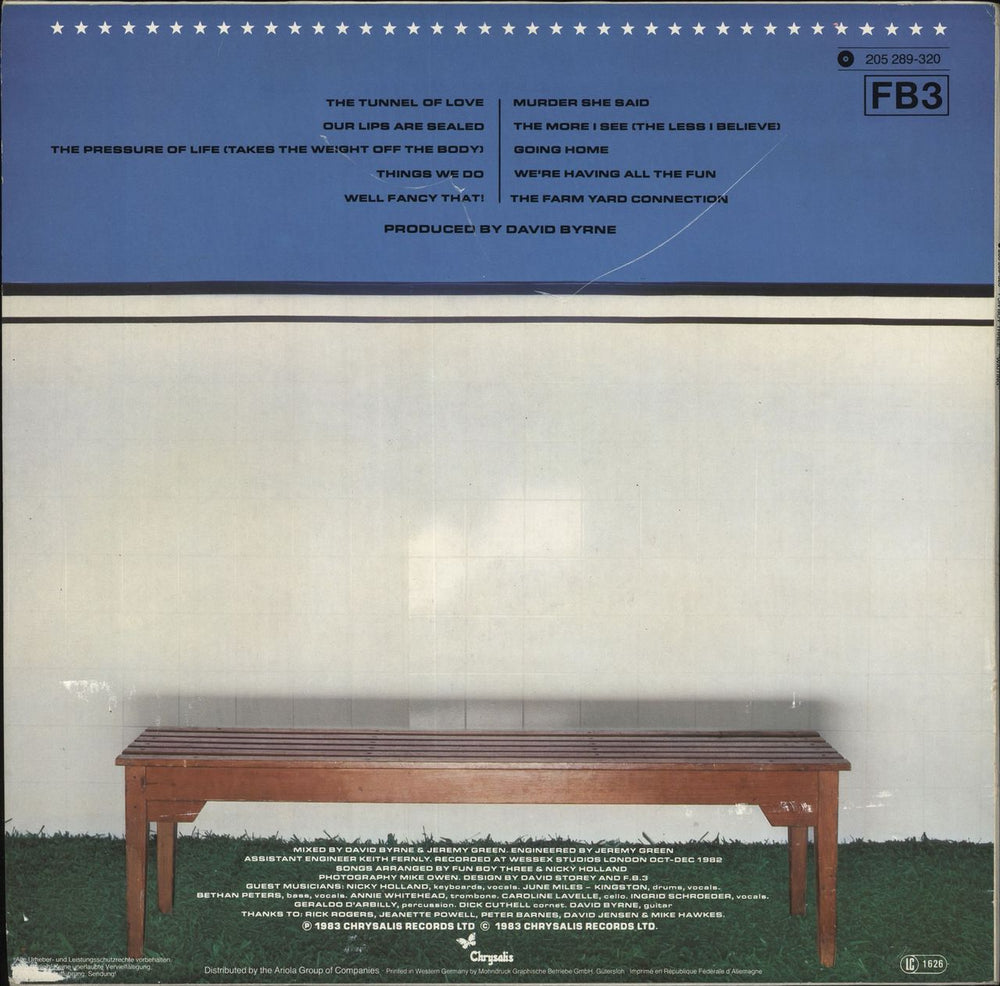 Fun Boy Three Waiting German vinyl LP album (LP record)