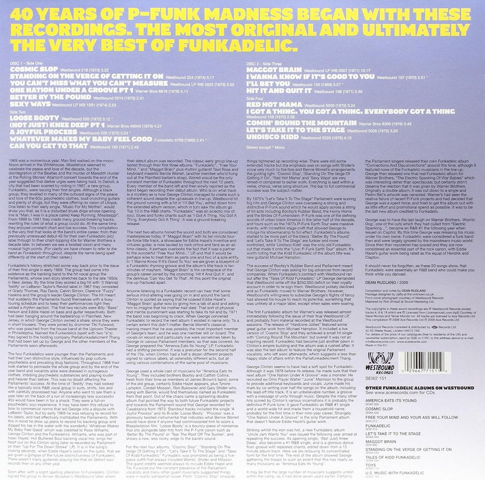 Funkadelic Standing On The Verge | The Best Of Funkadelic - Black Vinyl - Sealed UK 2-LP vinyl record set (Double LP Album) FNK2LST868167