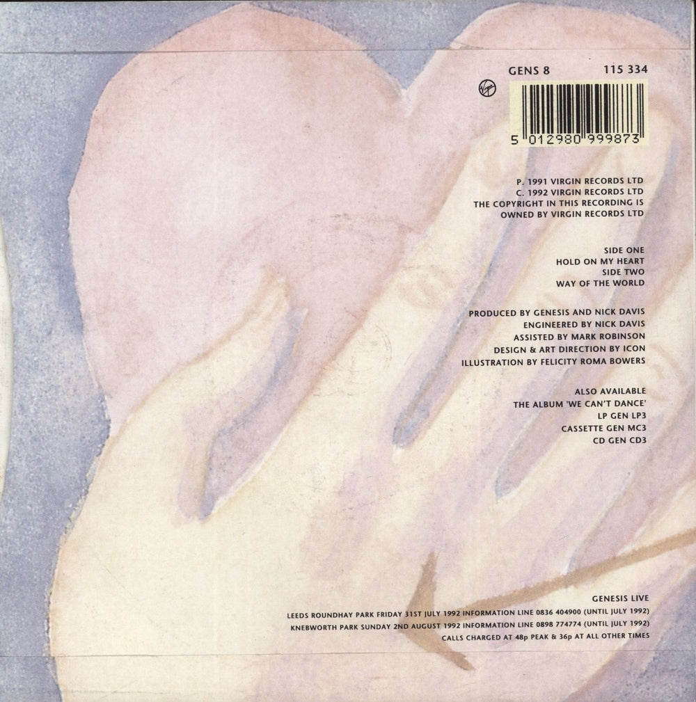 Genesis Hold On My Heart UK 7" vinyl single (7 inch record / 45) 5012980999873