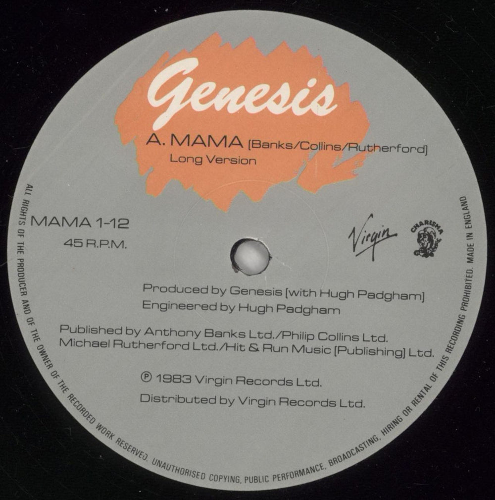 Genesis Mama UK 12" vinyl single (12 inch record / Maxi-single) GEN12MA34642