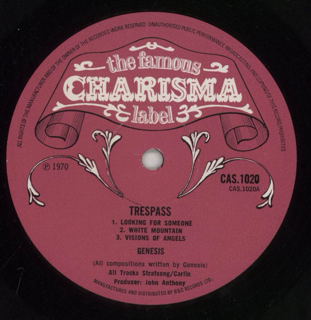 Genesis Trespass - 1st (B) - EX UK vinyl LP album (LP record) GENLPTR860825