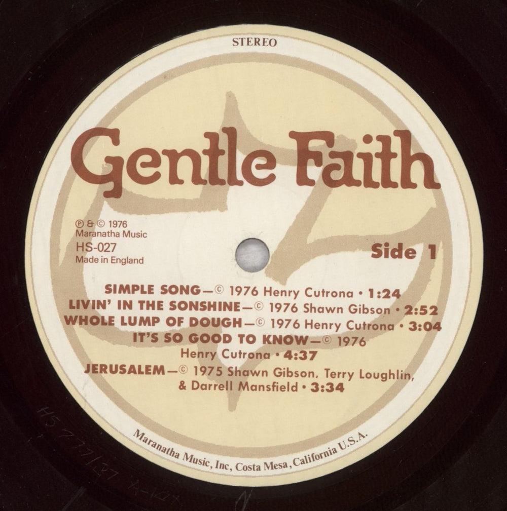 Gentle Faith Gentle Faith UK vinyl LP album (LP record) 7Q7LPGE841663
