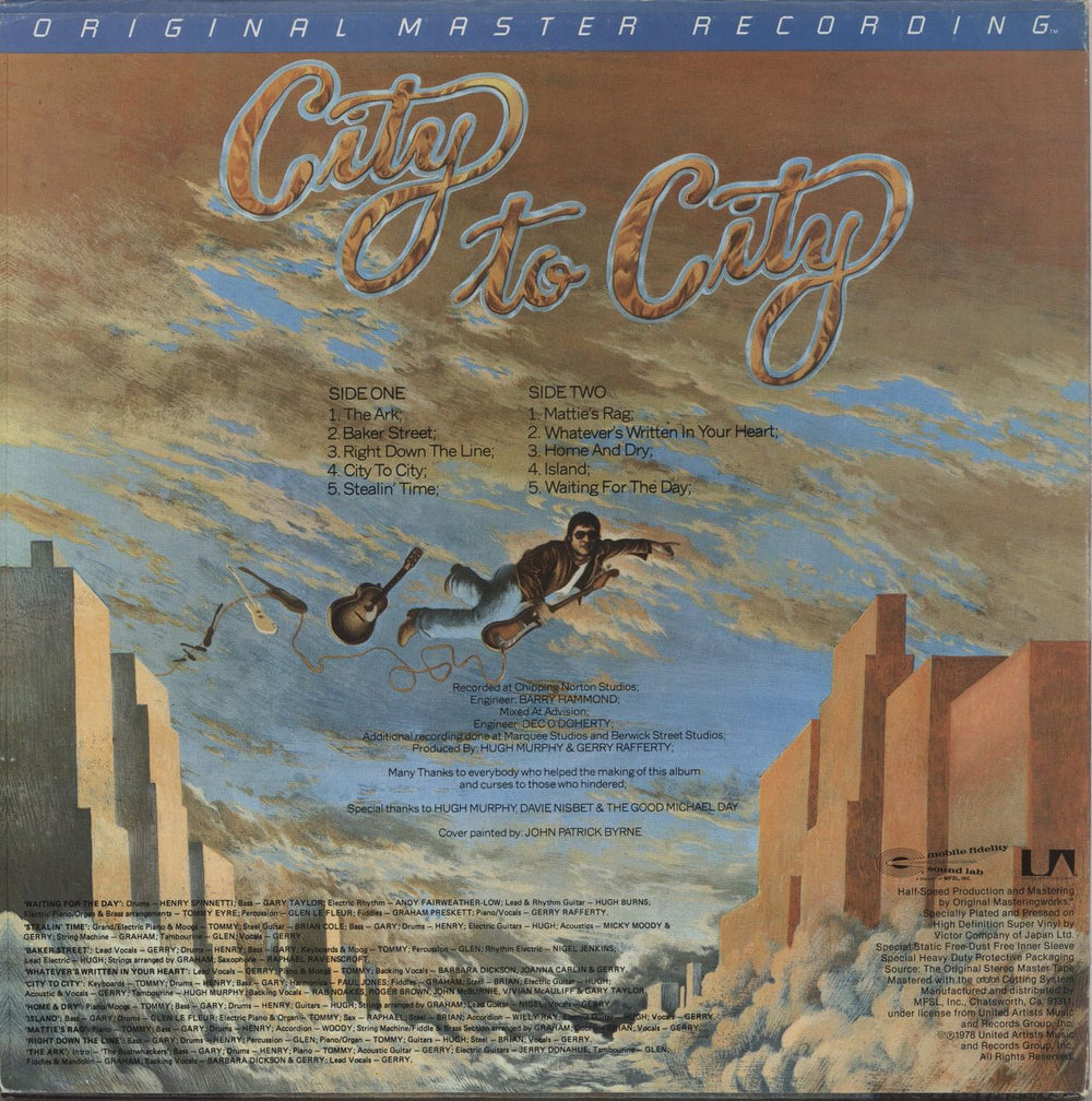 Gerry Rafferty City To City - Mobile Fidelity US vinyl LP album (LP record) '1978