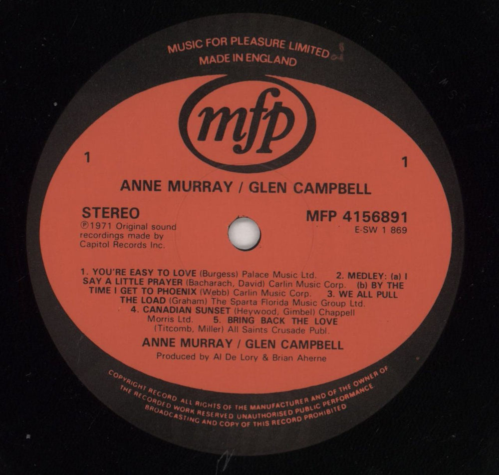 Glen Campbell Anne Murray / Glen Campbell UK vinyl LP album (LP record) GLCLPAN849028