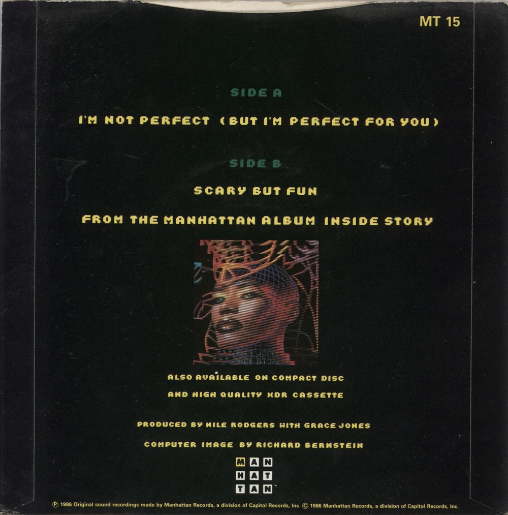 Grace Jones I'm Not Perfect [But I'm Perfect For You] UK 7" vinyl single (7 inch record / 45)