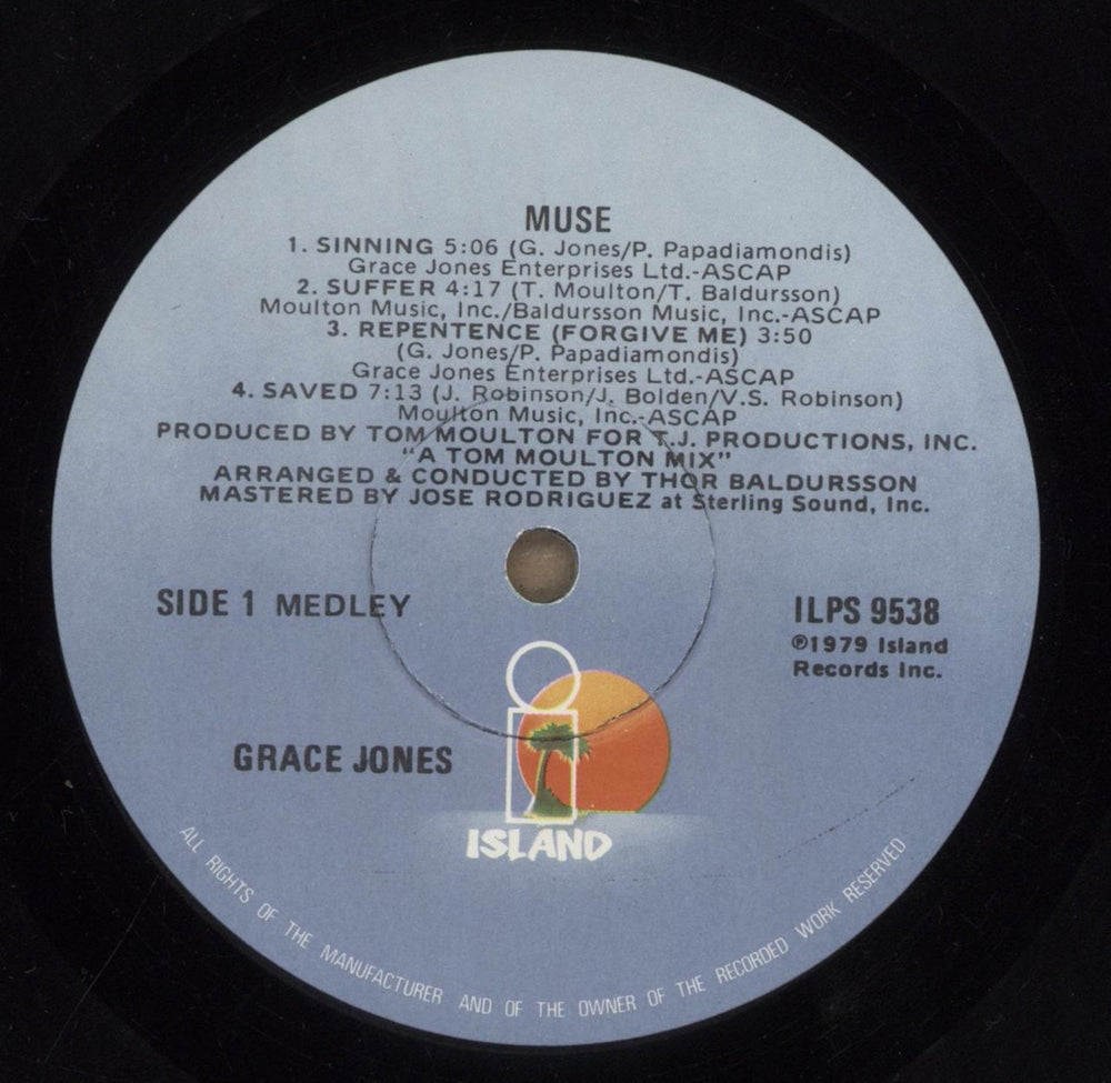 Grace Jones Muse US vinyl LP album (LP record) GJOLPMU402502