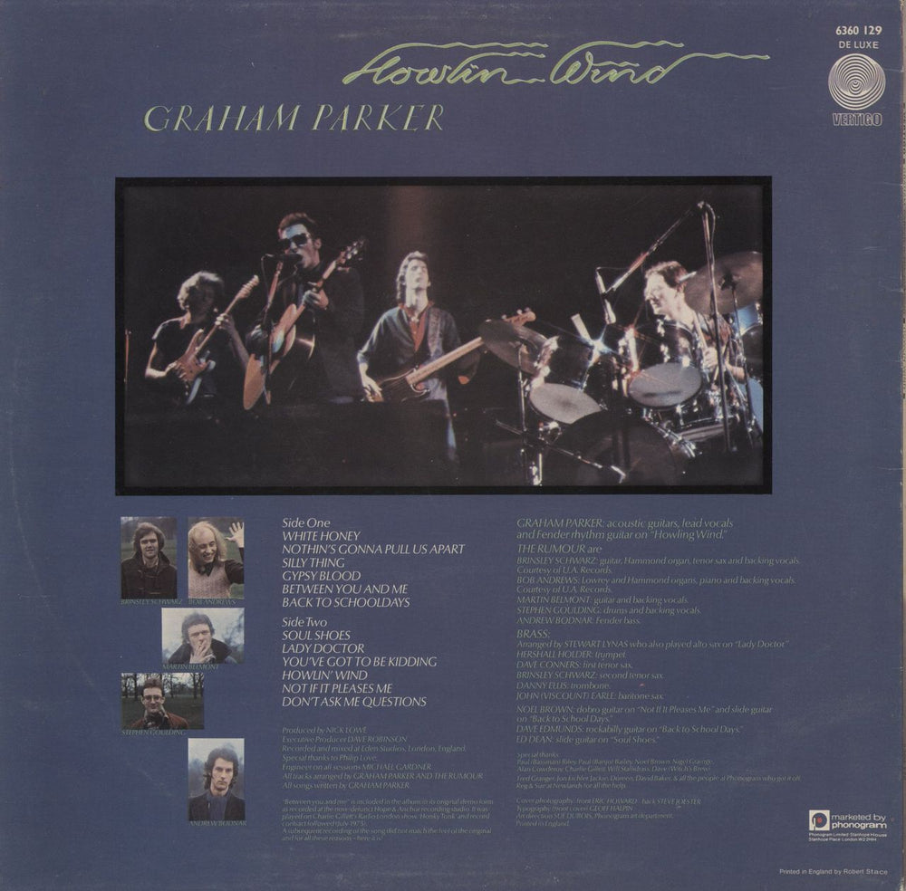 Graham Parker Howlin Wind UK vinyl LP album (LP record)