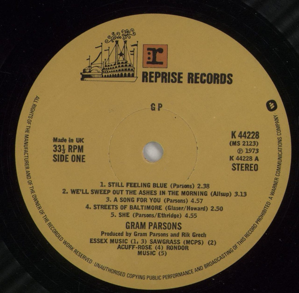 Gram Parsons G.P. - 2nd UK vinyl LP album (LP record) GRMLPGP702909