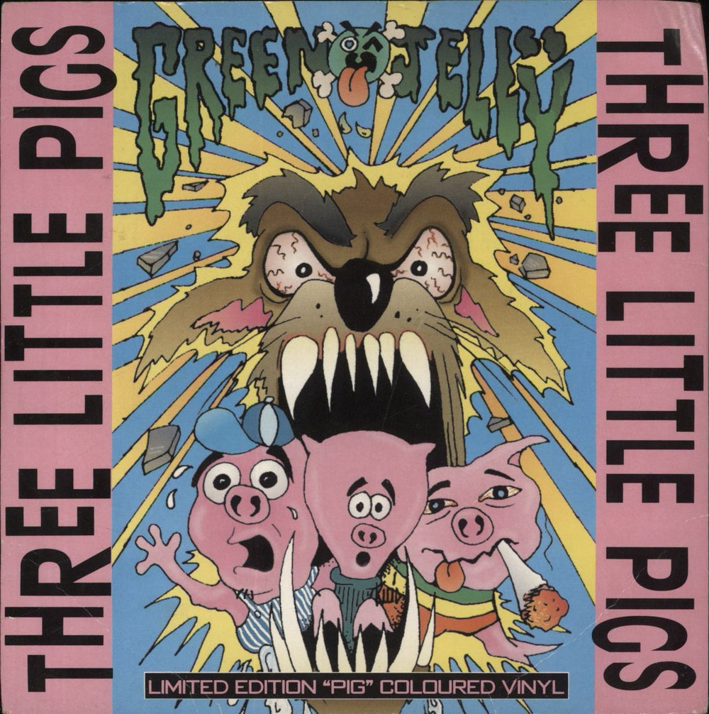 Green Jelly Three Little Pigs - Pink Vinyl - EX UK 7" vinyl single (7 inch record / 45) 74321151427