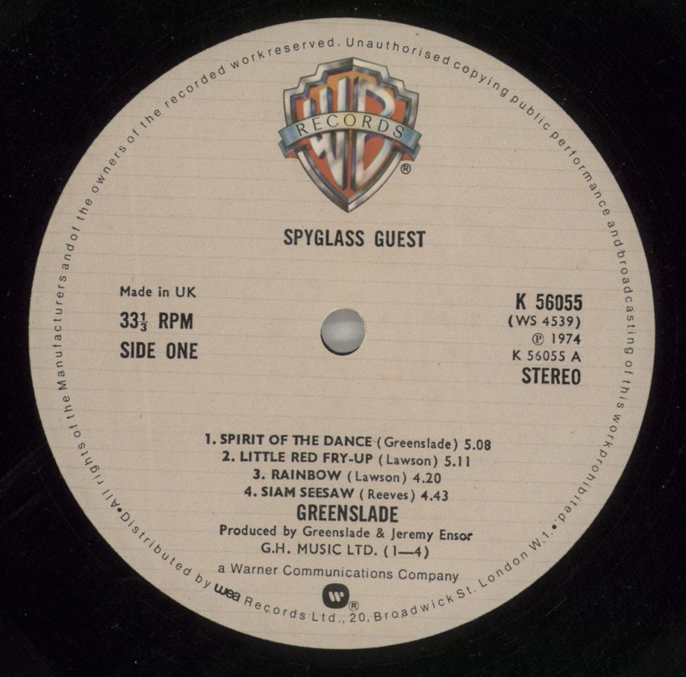 Greenslade Spyglass Guest - Cream Label UK vinyl LP album (LP record) GSDLPSP870818