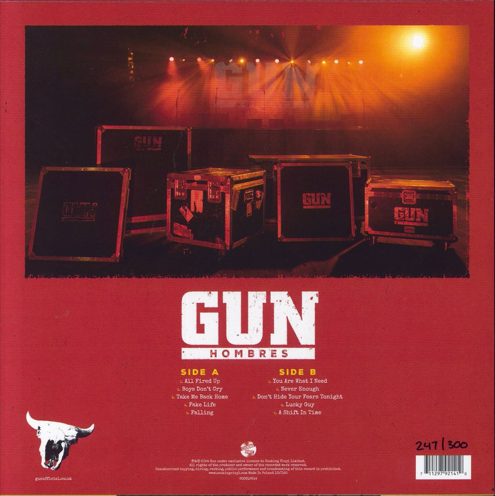 Gun (80s) Hombres - Yellow & Red Vinyl UK vinyl LP album (LP record) 711297921410