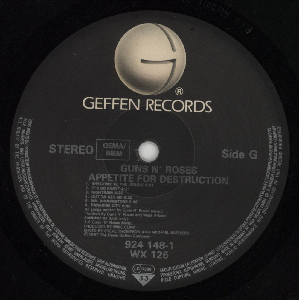 Guns N Roses Appetite For Destruction - 1st + Lyric Warning Hype Sticker UK vinyl LP album (LP record) GNRLPAP393142