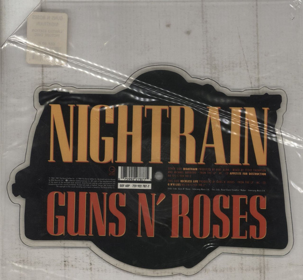 Guns N Roses Nightrain - Stickered - EX UK shaped picture disc (picture disc vinyl record) 075992278775