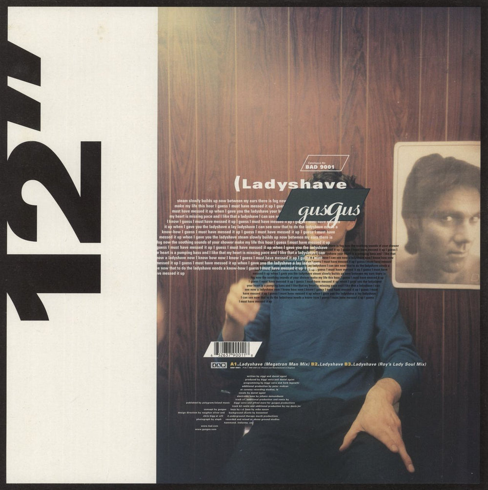 Gus Gus Ladyshave UK 12" vinyl single (12 inch record / Maxi-single) BAD9001