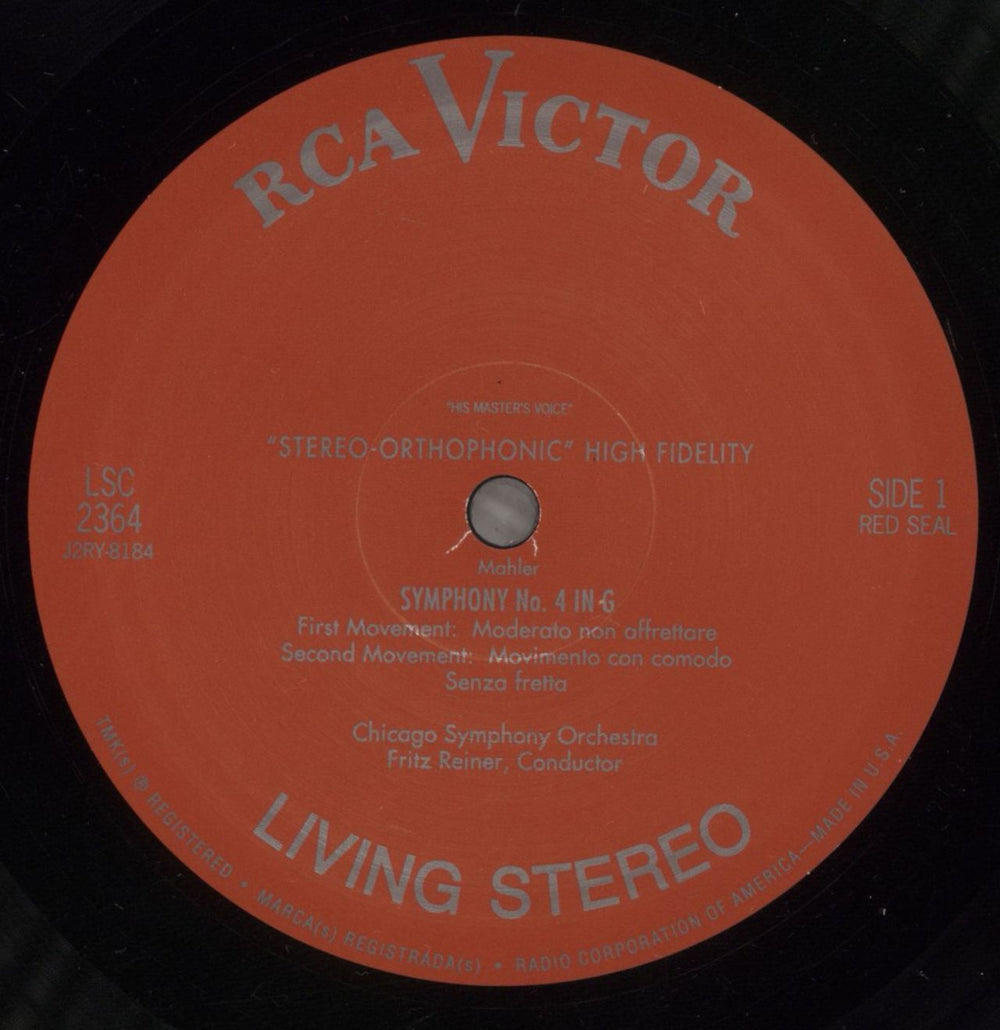 Gustav Mahler Symphony No. 4 US vinyl LP album (LP record) M22LPSY880716