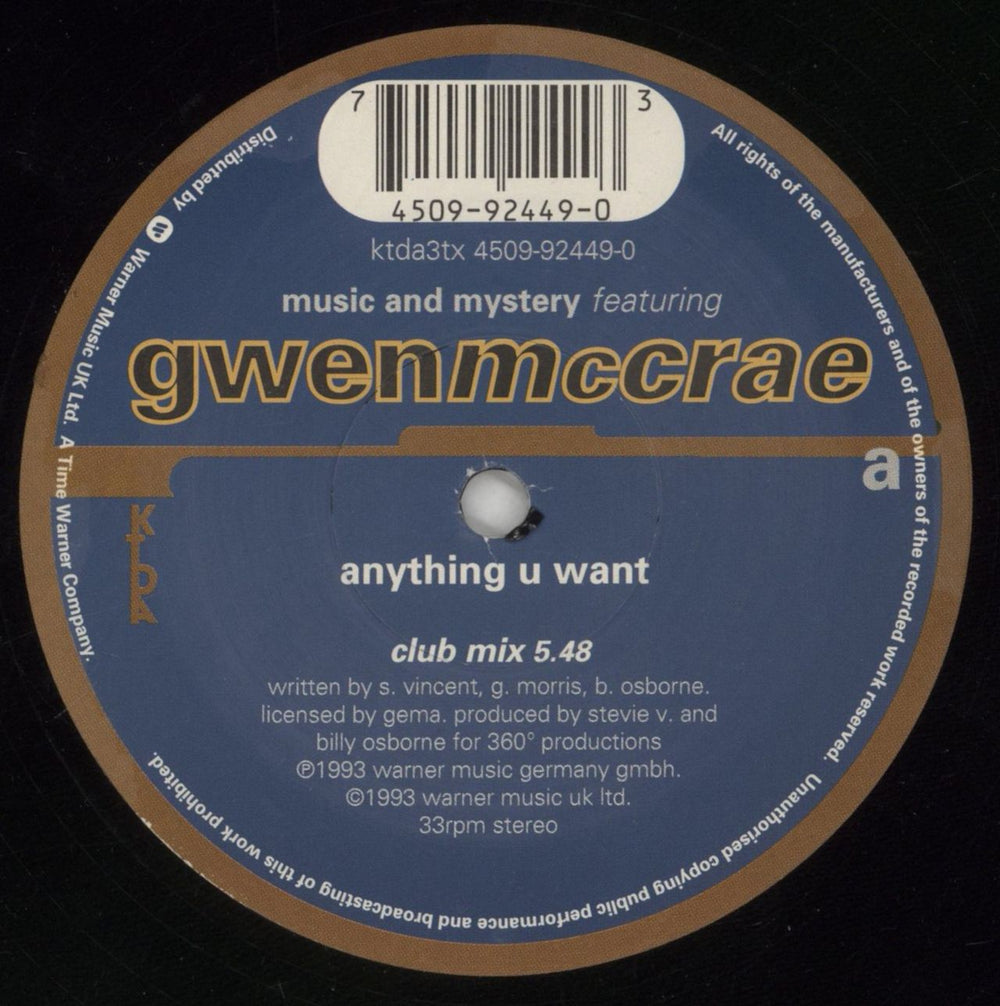 Gwen McCrae Anything U Want - Remixes UK 12" vinyl single (12 inch record / Maxi-single) GW012AN860578