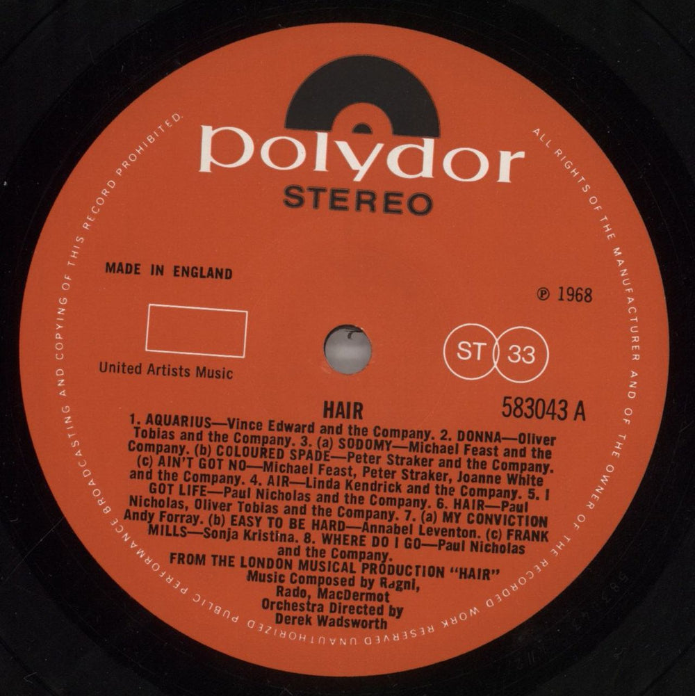 Hair (The Musical) Hair - EX UK vinyl LP album (LP record) 6HALPHA337959