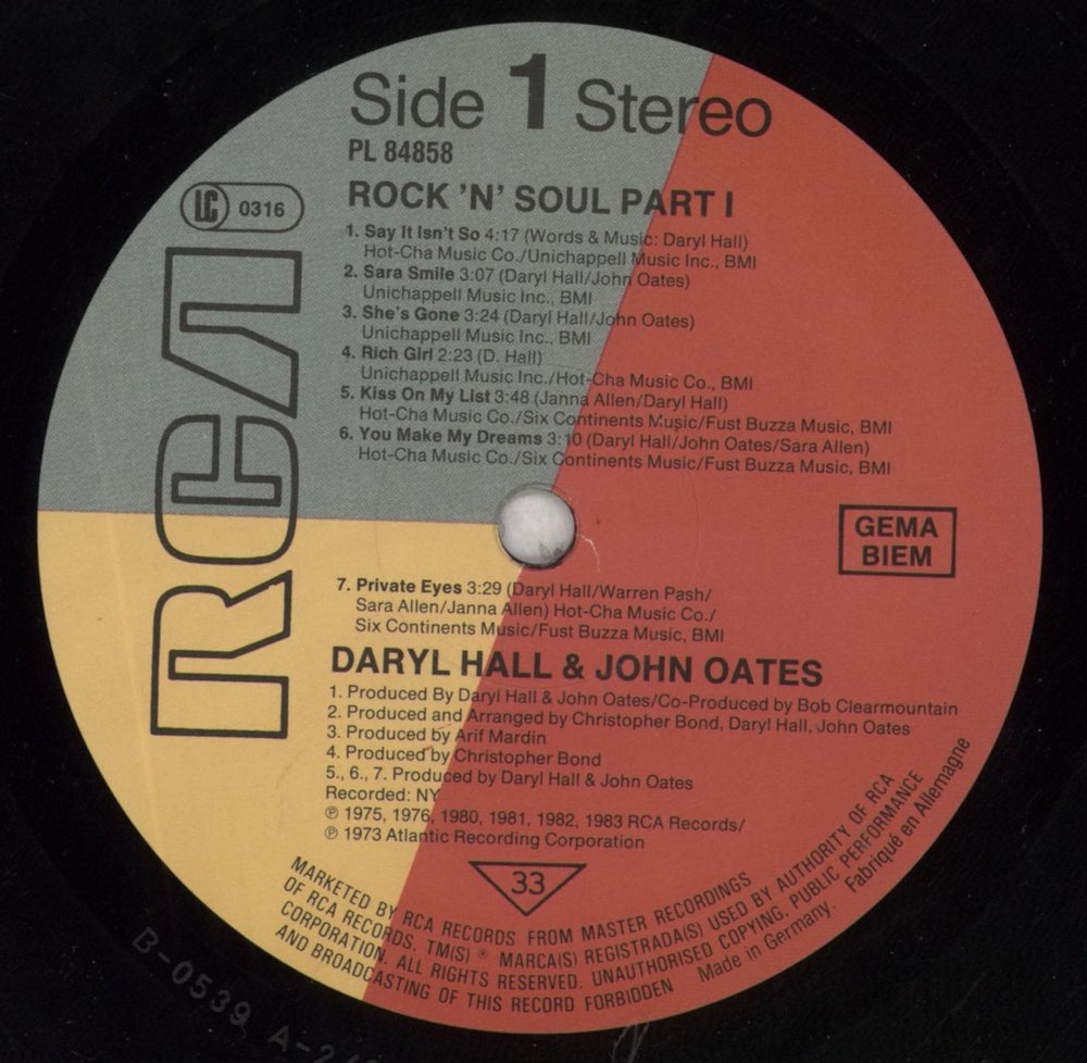 Hall & Oates Rock 'N Soul Part 1 + Calendar German vinyl LP album (LP record) HNOLPRO828322