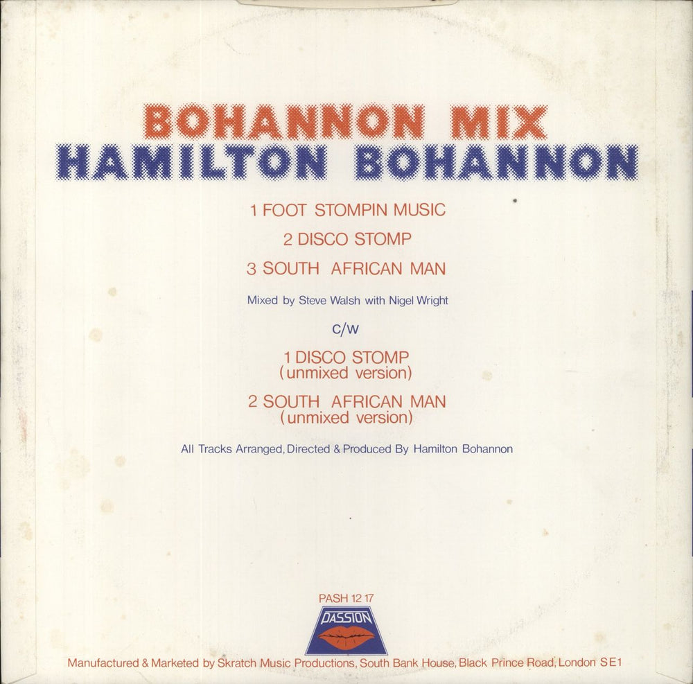 Hamilton Bohannon Bohannon Mix - A Steve Walsh Mix UK 12" vinyl single (12 inch record / Maxi-single)