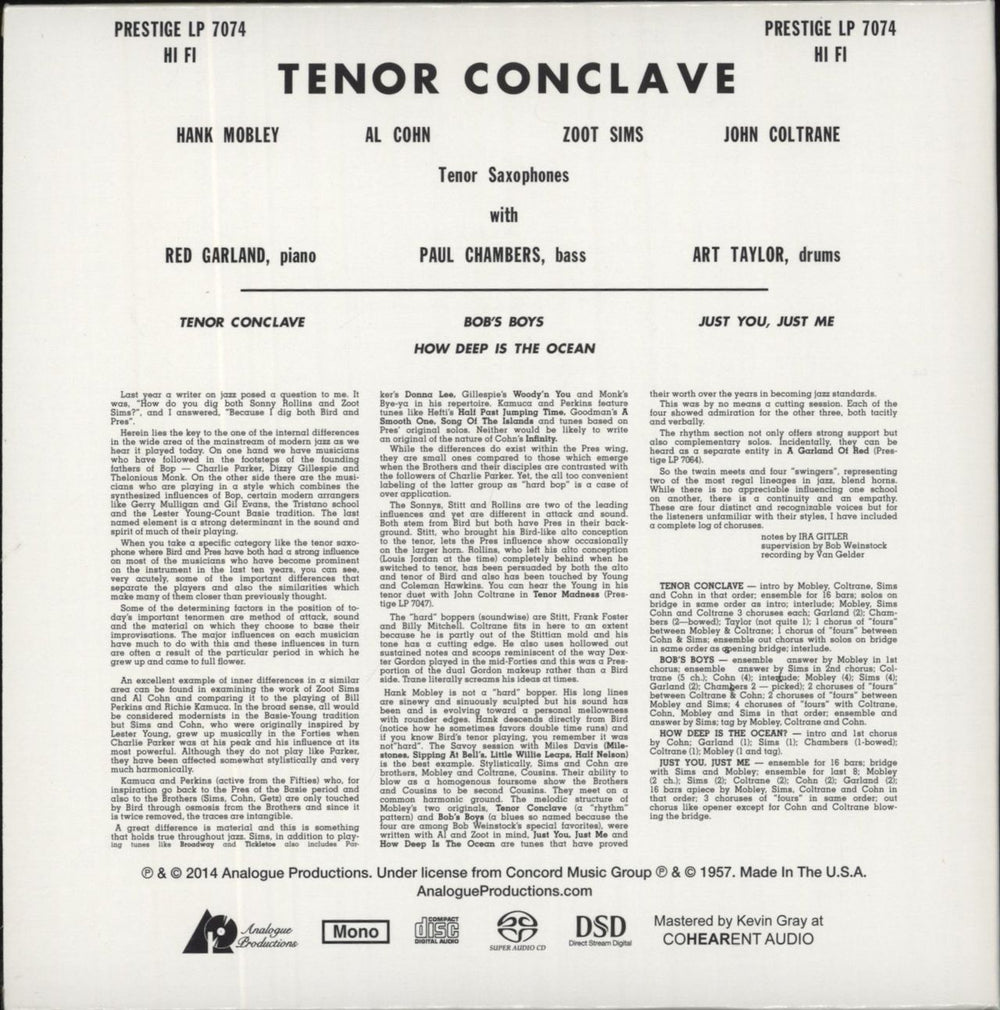 Hank Mobley Tenor Conclave US super audio CD SACD
