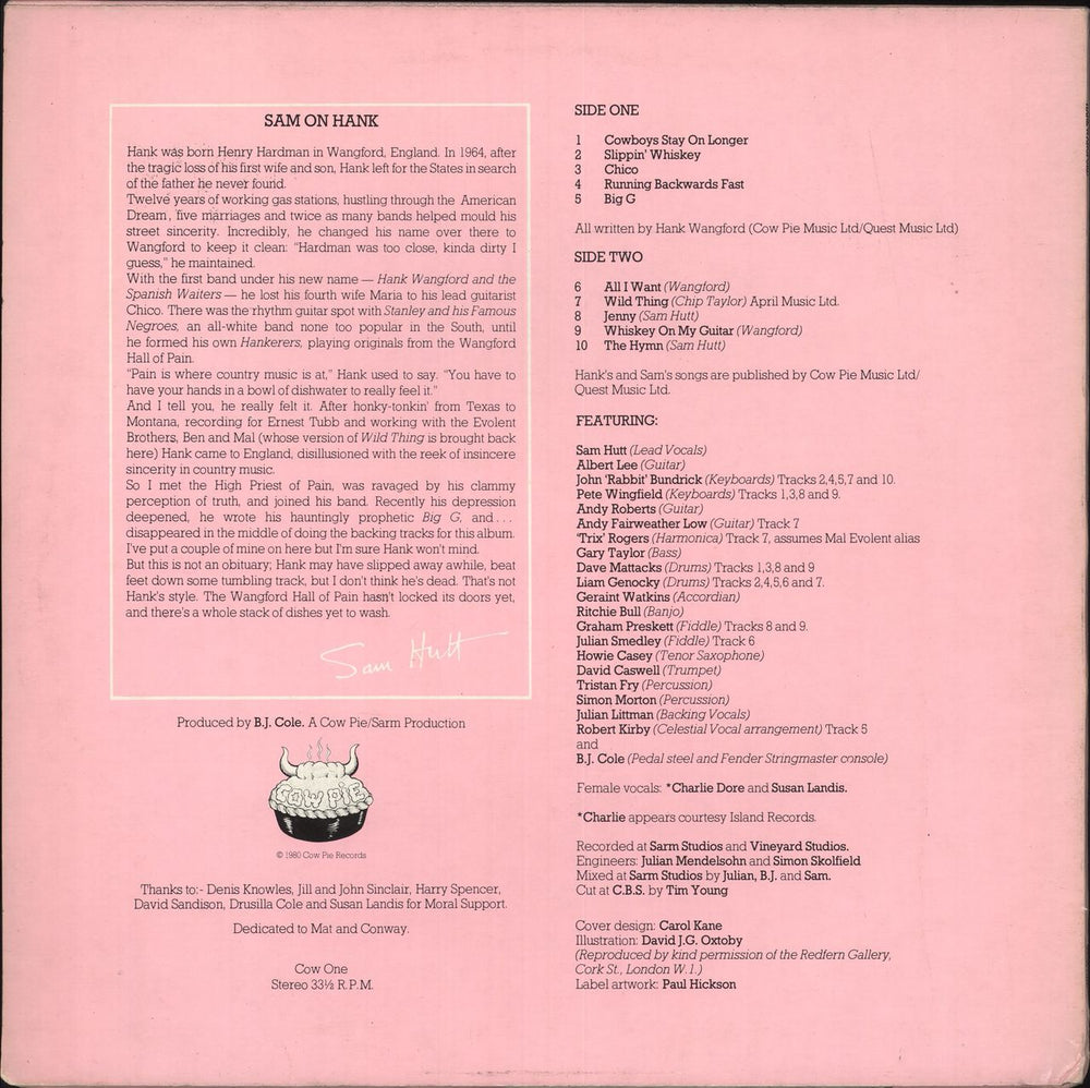 Hank Wangford Hank Wangford UK vinyl LP album (LP record)