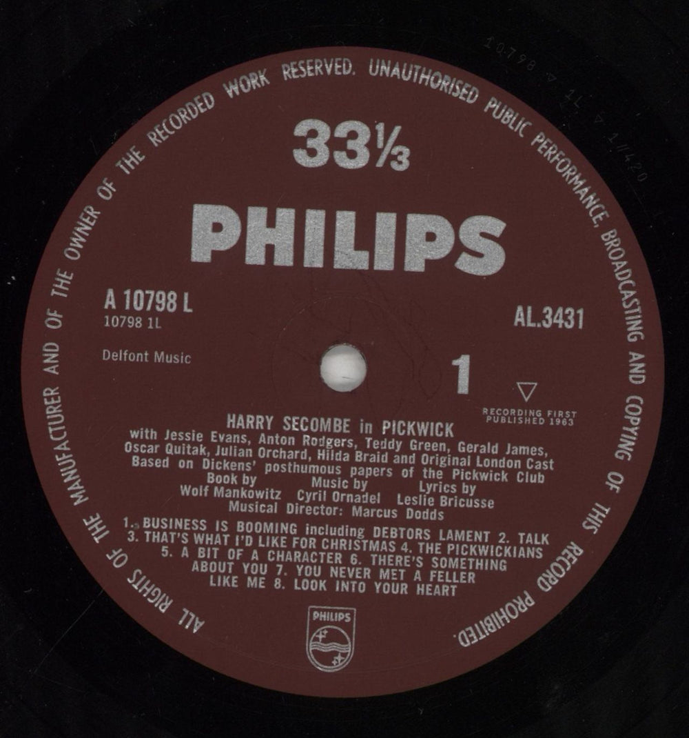 Harry Secombe Pickwick UK vinyl LP album (LP record) H.SLPPI252112