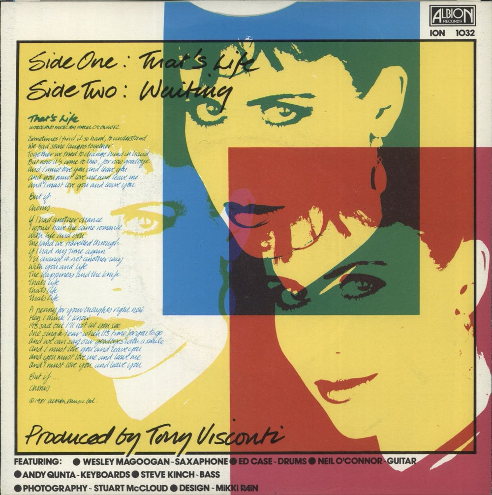 Hazel O'Connor That's Life UK 7" vinyl single (7 inch record / 45)