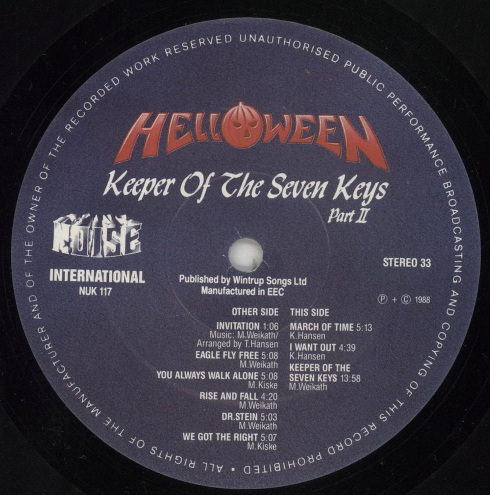 Helloween Keeper Of The Seven Keys - Part II - EX UK vinyl LP album (LP record) HLOLPKE851103