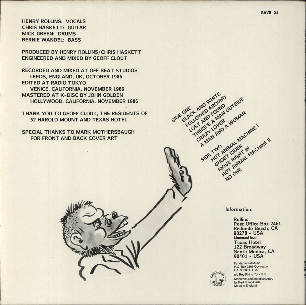 Henry Rollins Hot Animal Machine UK vinyl LP album (LP record)